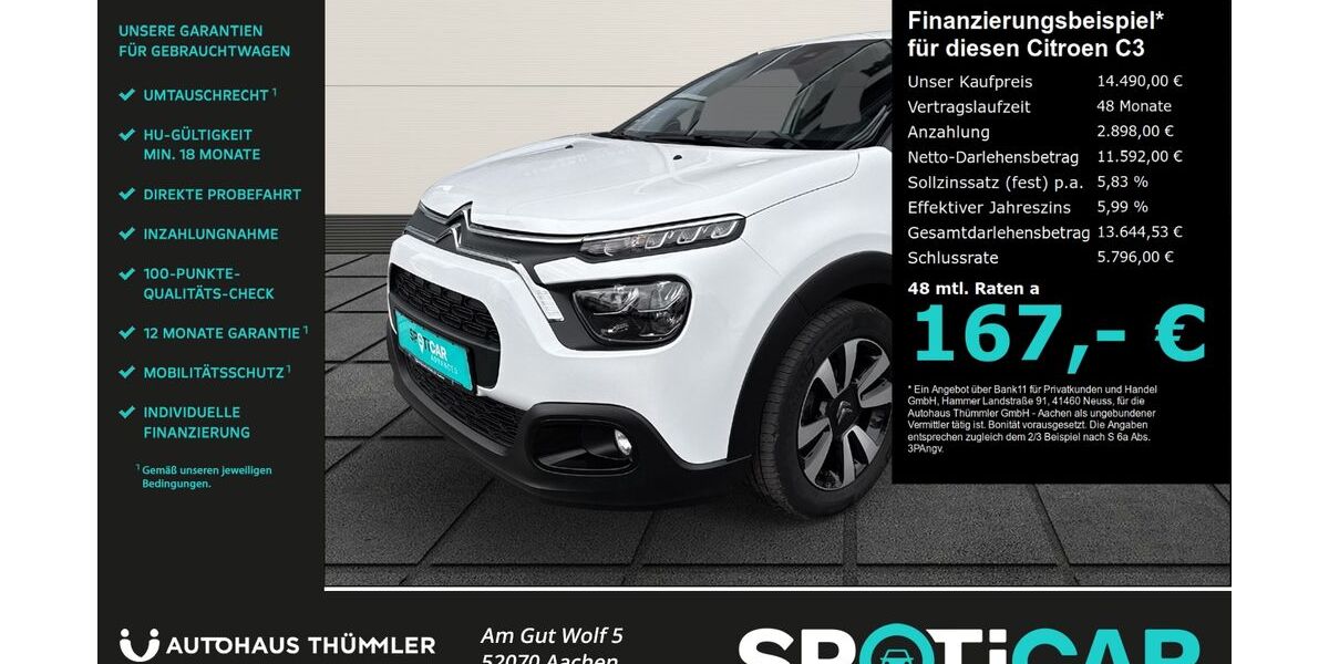Citroen C3 27.630 km 14.490 &euro; Aachen 52070