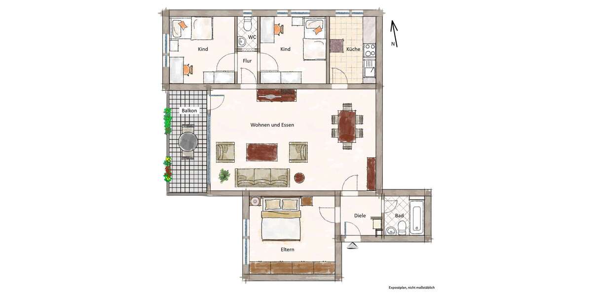 Etagenwohnung Kerpen Balkhausen - 4 Zimmer, 88 m&sup2;, 215.000&euro; | Angebot:26507115