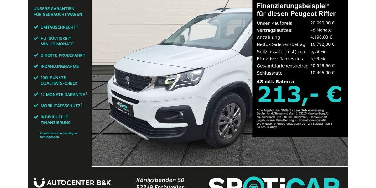 Peugeot Rifter 93.000 km 20.990 &euro; Eschweiler 52249