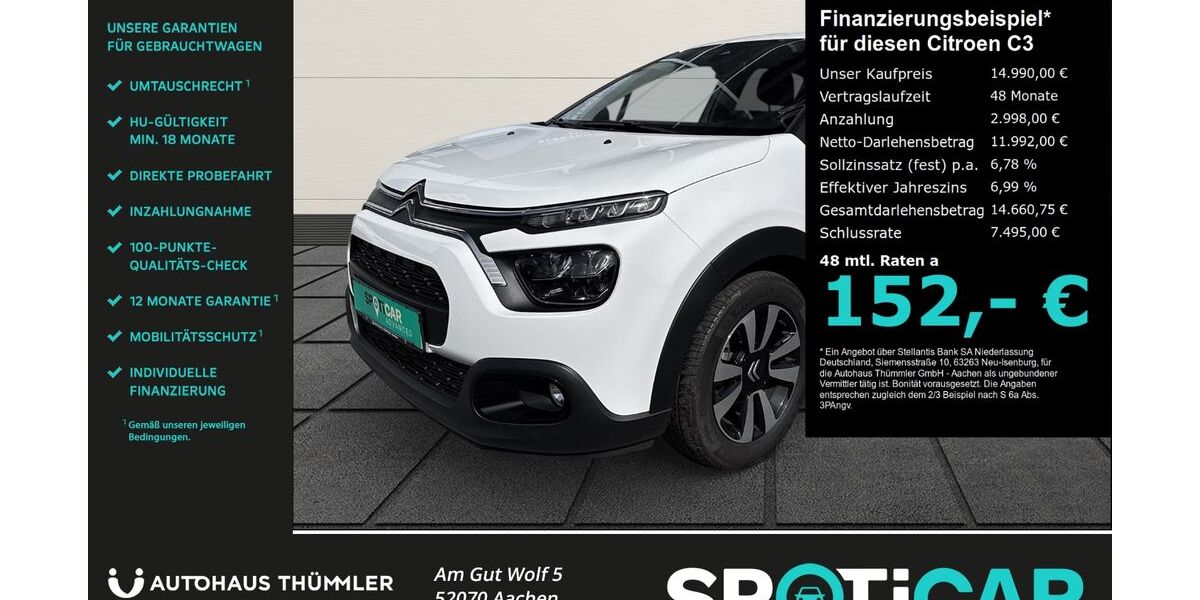 Citroen C3 15.107 km 14.990 &euro; Aachen 52070