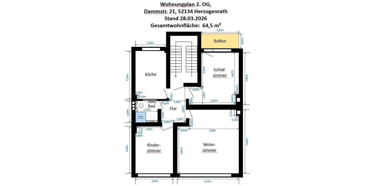 Etagenwohnung Herzogenrath - 3 Zimmer, 65 m&sup2;, 684&euro; | Angebot:26612540