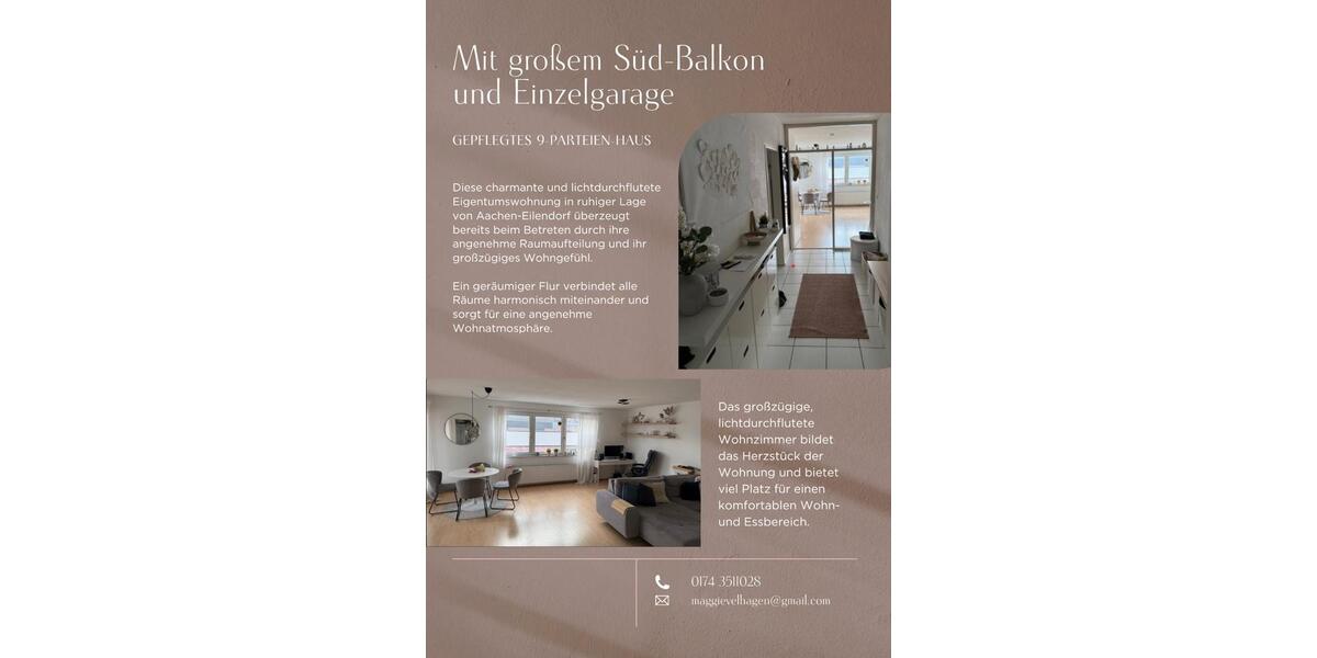 Etagenwohnung Aachen Eilendorf - 2 Zimmer, 74 m&sup2;, 260.000&euro; | Angebot:26250399
