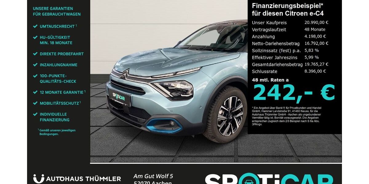 Citroen ë-C4 24.999 km 20.990 &euro; Aachen 52070